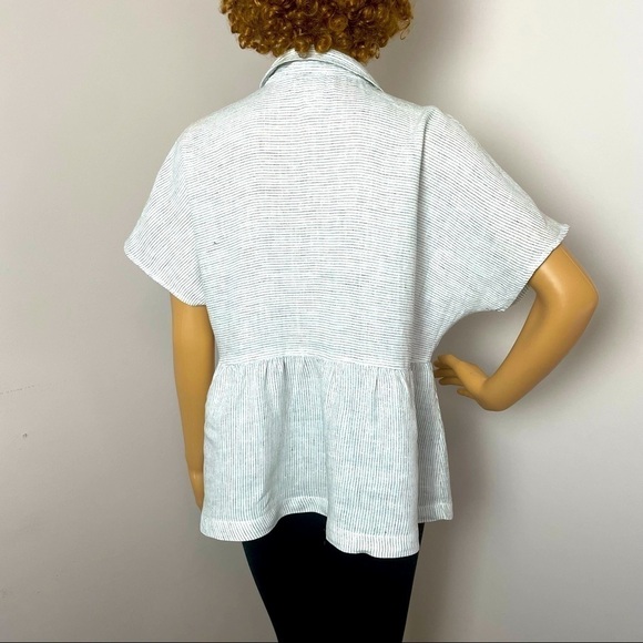 Catherine Malandrino 100% Linen Blouse – White & Black, Size M - Picture 5 of 11